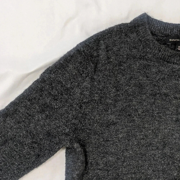 Banana Republic Fluffy Metallic Crewneck Sweater, Color Dark Charcoal Size XS - Picture 4 of 11